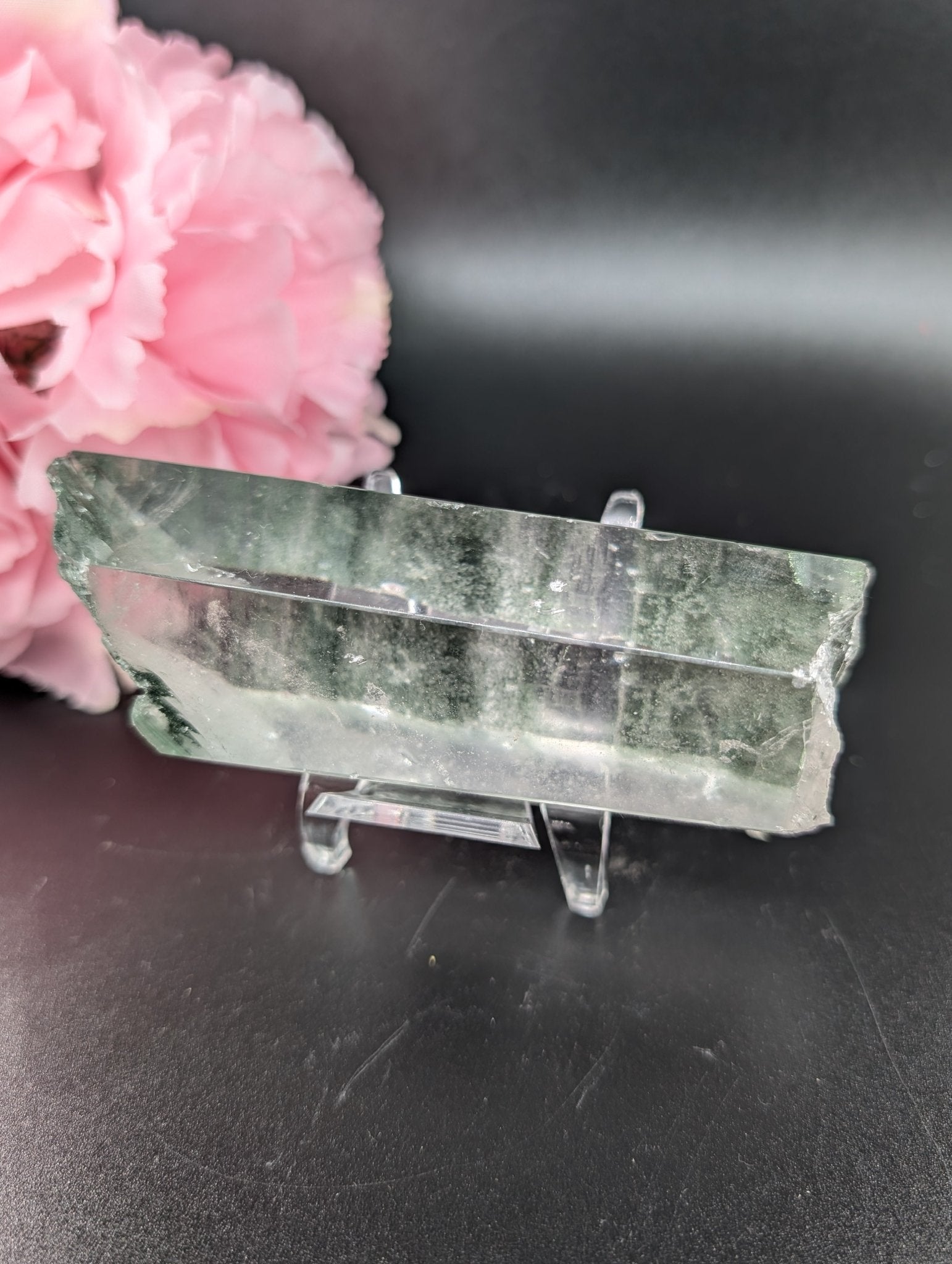 Himalayan Clear Quartz with Chlorite Inclusions (253g) - 109mm x 40mm x 40mm - Unique Crystal Specimen - Positive Faith Hope Love