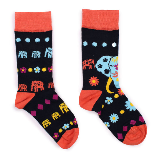Polished Hop Hare Bamboo Socks M/L - Cosmic Elephant featuring natural patterning and unique variations - Positive Faith Hope Love