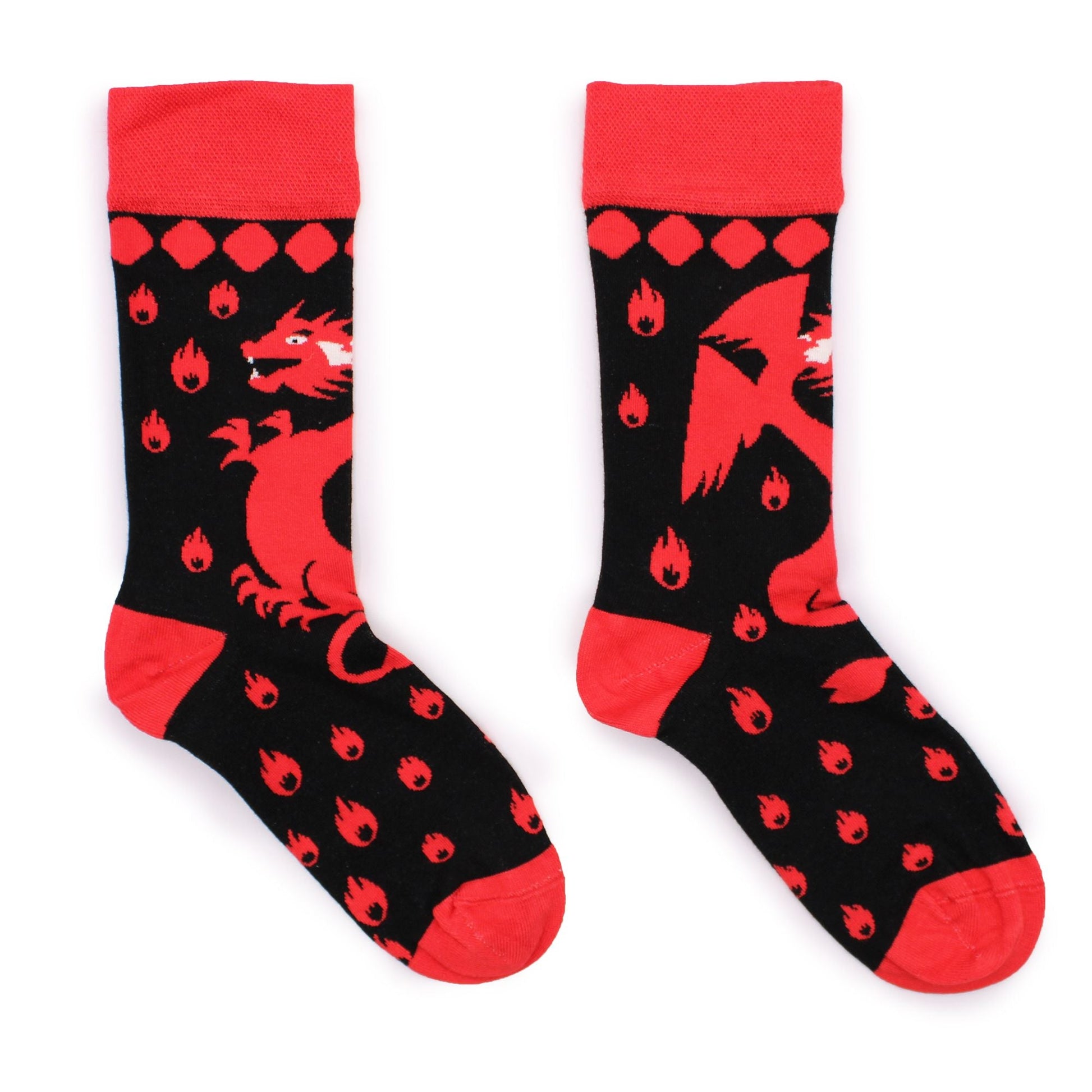 Polished Hop Hare Bamboo Socks M/L - Red Dragons featuring natural patterning and unique variations - Positive Faith Hope Love