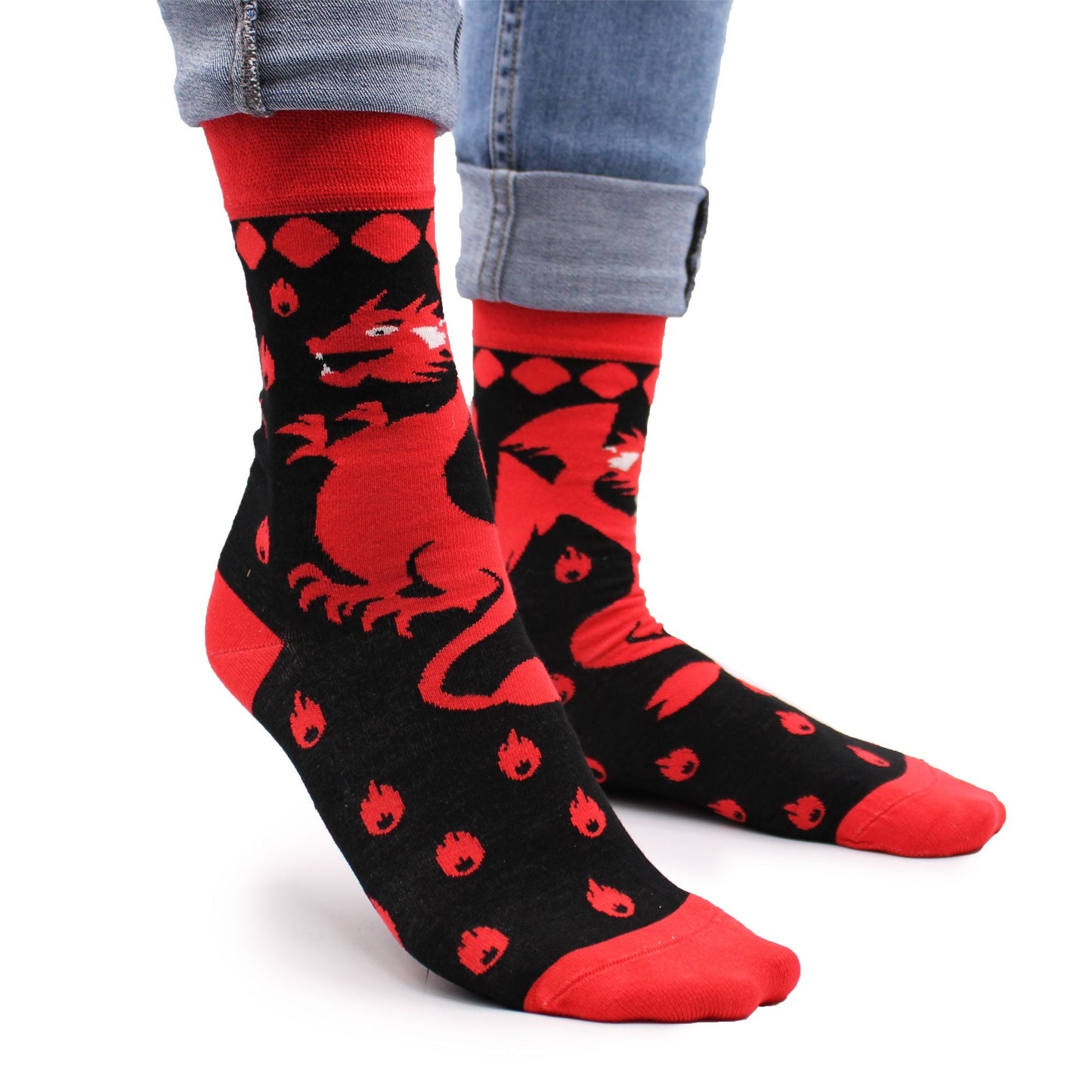 Polished Hop Hare Bamboo Socks Ml Red Dragons featuring natural patterning and unique variations - Positive Faith Hope Love