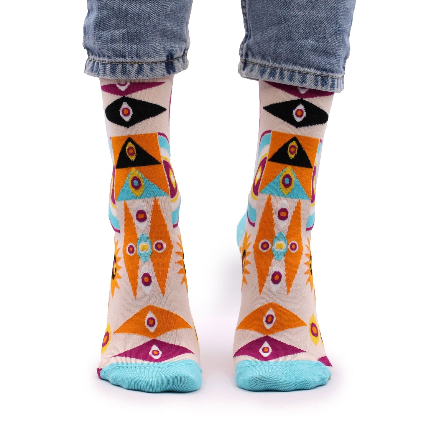 Polished Hop Hare Bamboo Socks Sm Psychedelic Evil Eye 1 featuring natural patterning and unique variations - Positive Faith Hope Love