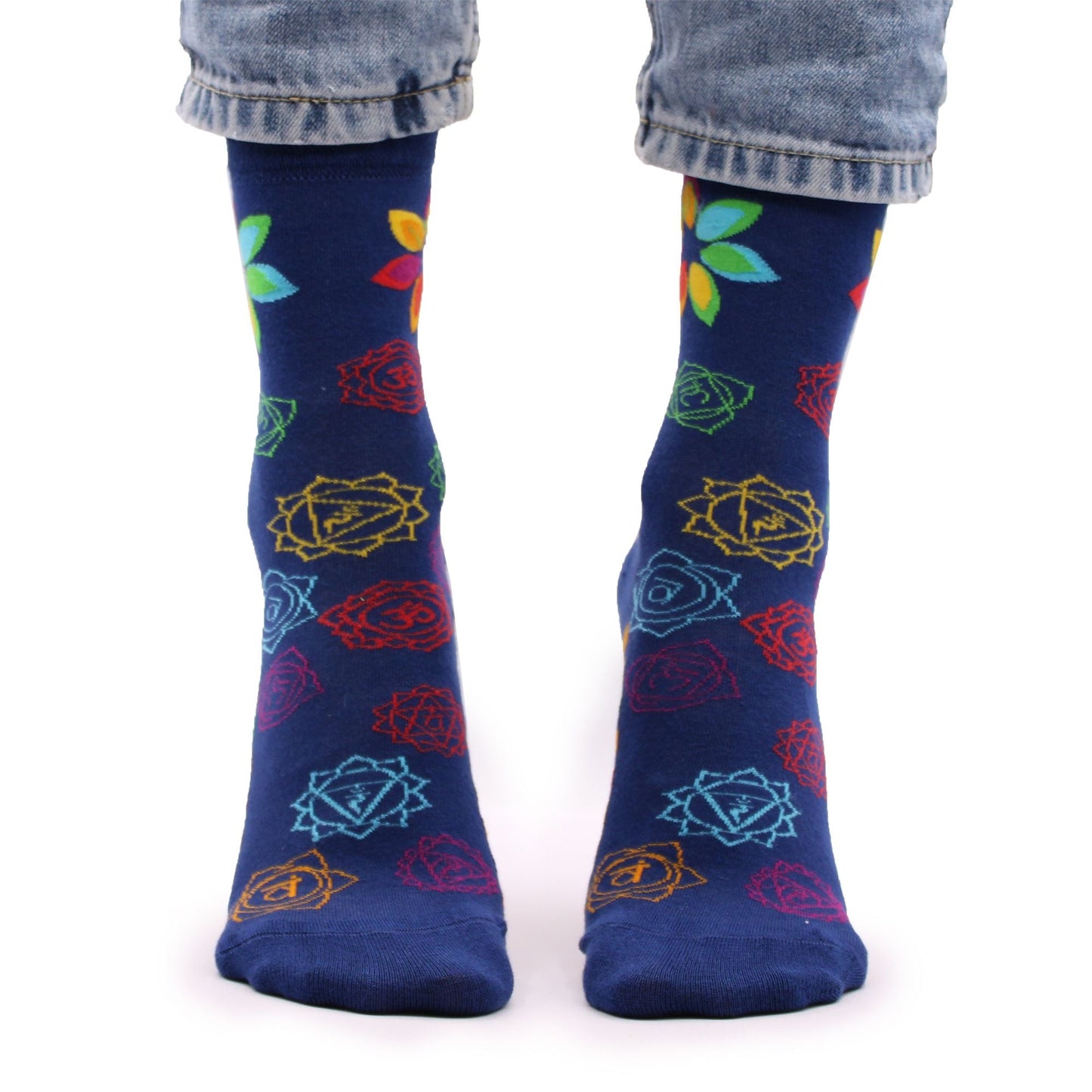 Polished Hop Hare Bamboo Socks Sm Rainbow Chakra featuring natural patterning and unique variations - Positive Faith Hope Love