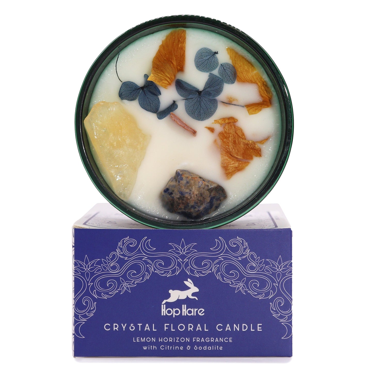 Hop Hare Crystal Magic Flower Candle - The Sun - Positive Faith Hope Love