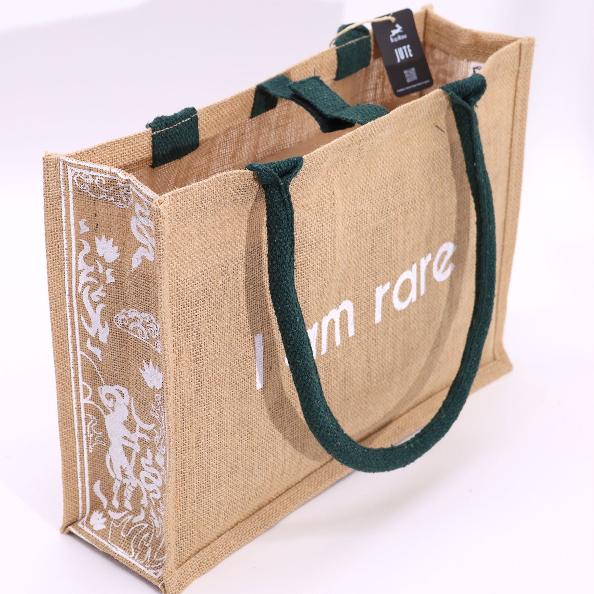 Polished Hop Hare Jute Big Bag I Am Rare featuring natural patterning and unique variations - Positive Faith Hope Love