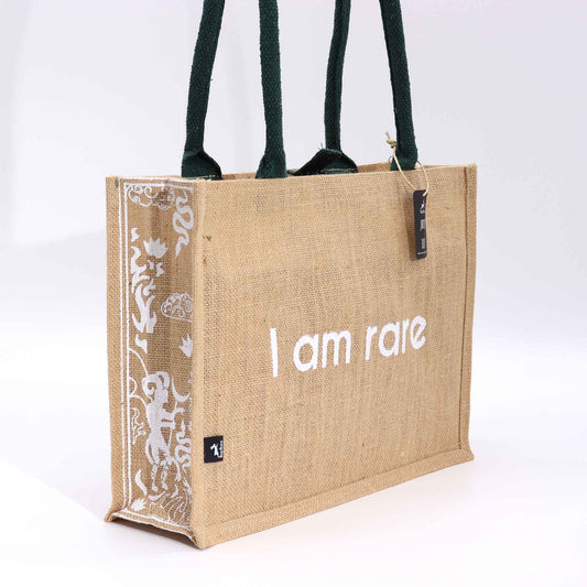 Polished Hop Hare Jute Big Bag - I am Rare featuring natural patterning and unique variations - Positive Faith Hope Love