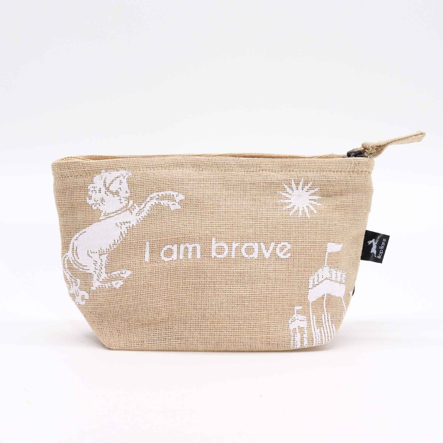 Polished Hop Hare Pouch - I am Brave featuring natural patterning and unique variations - Positive Faith Hope Love