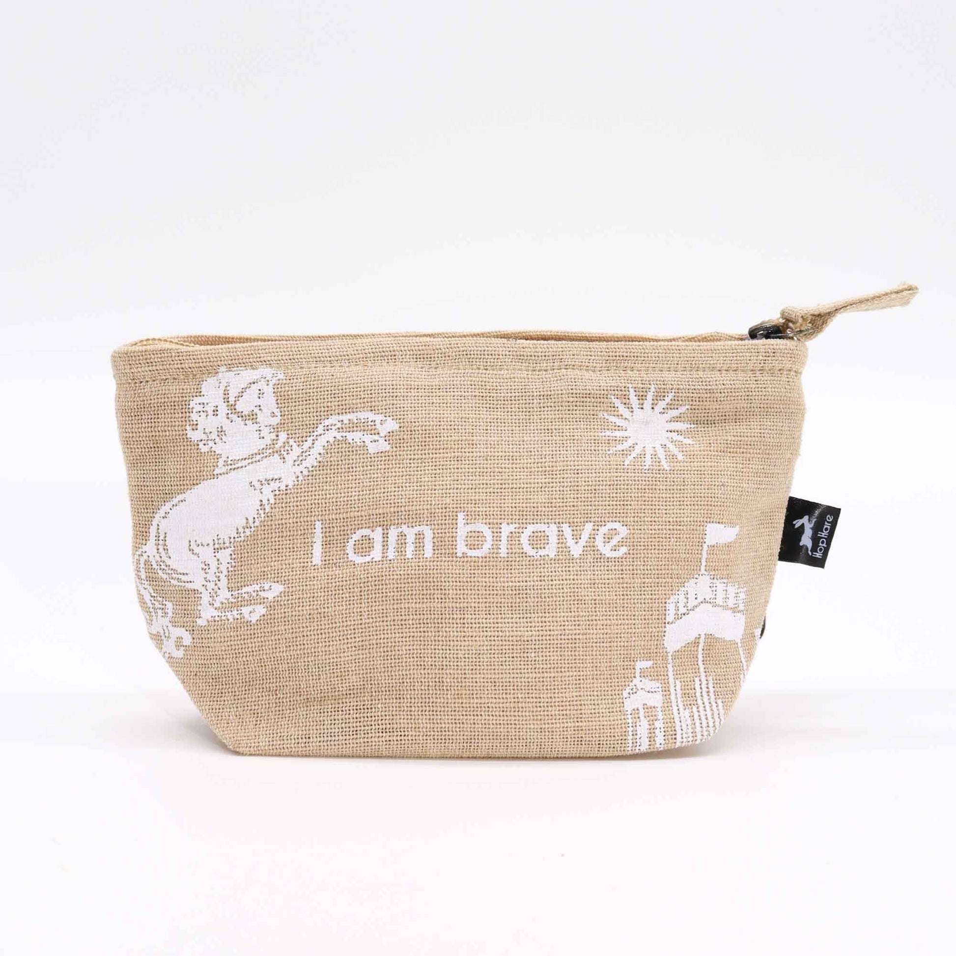 Polished Hop Hare Pouch - I am Brave featuring natural patterning and unique variations - Positive Faith Hope Love