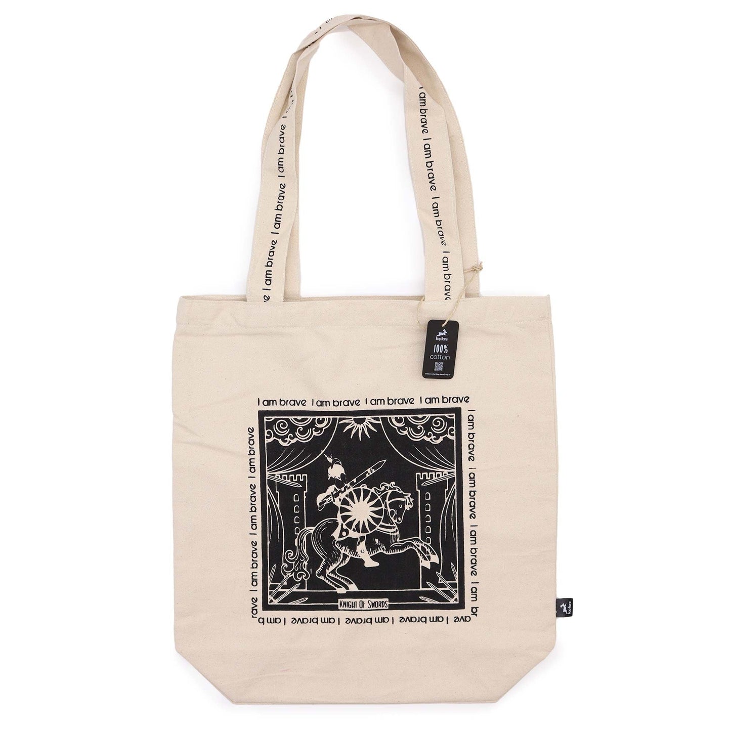 Polished Hop Hare Tote Bag - I am Brave featuring natural patterning and unique variations - Positive Faith Hope Love