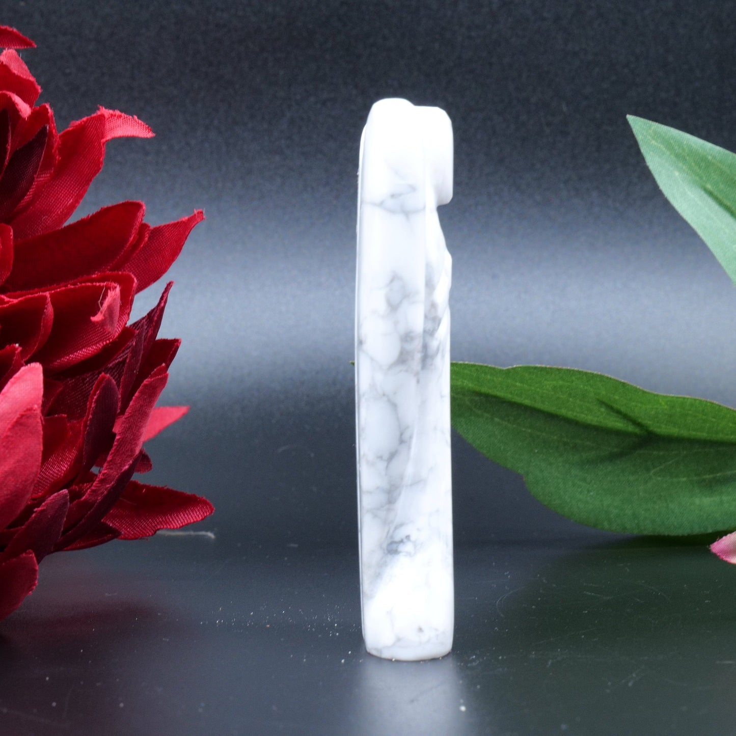 Polished Howlite Angel 80Mm featuring white tone with grey veining - Positive Faith Hope Love