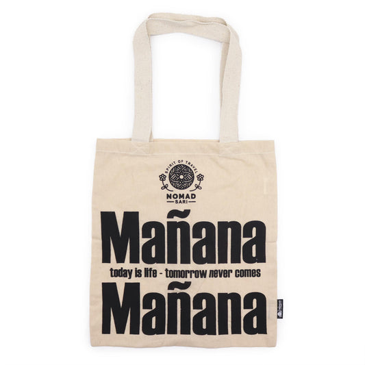 Polished Iconic Basic Tote Bag - Mañana Mañana - Natural 4oz featuring natural patterning and unique variations - Positive Faith Hope Love