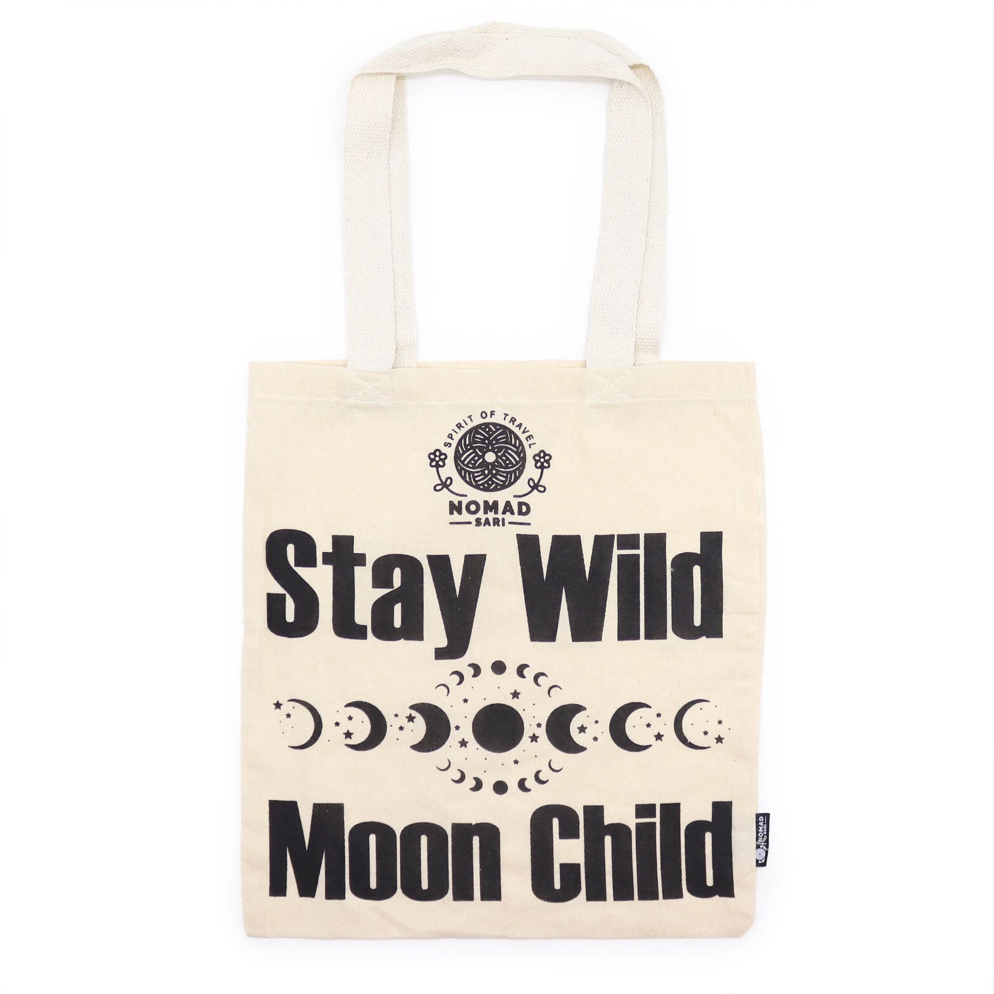 Polished Iconic Basic Tote Bag - Stay Wild, Moon Child - Natural 4oz featuring natural patterning and unique variations - Positive Faith Hope Love