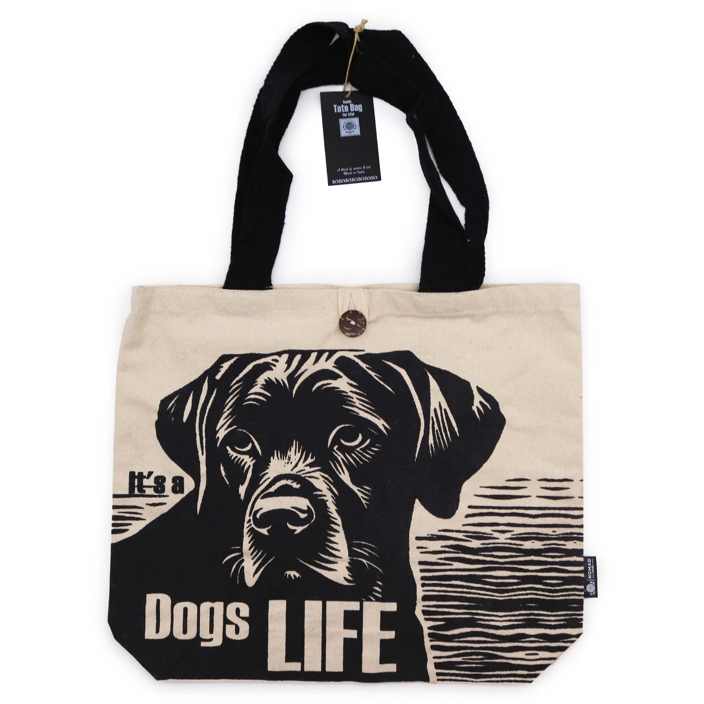 Polished Iconic Classic Tote Bag - It's a Dogs Life - White 10oz featuring natural patterning and unique variations - Positive Faith Hope Love