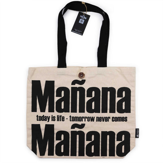 Polished Iconic Classic Tote Bag - Mañana Mañana - Natural 10oz featuring natural patterning and unique variations - Positive Faith Hope Love