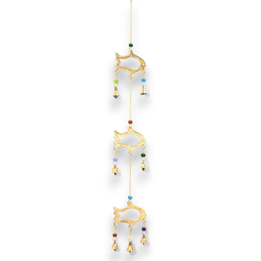 Polished Indian Chimes - Fish Drop - 7 Bells featuring natural patterning and unique variations - Positive Faith Hope Love