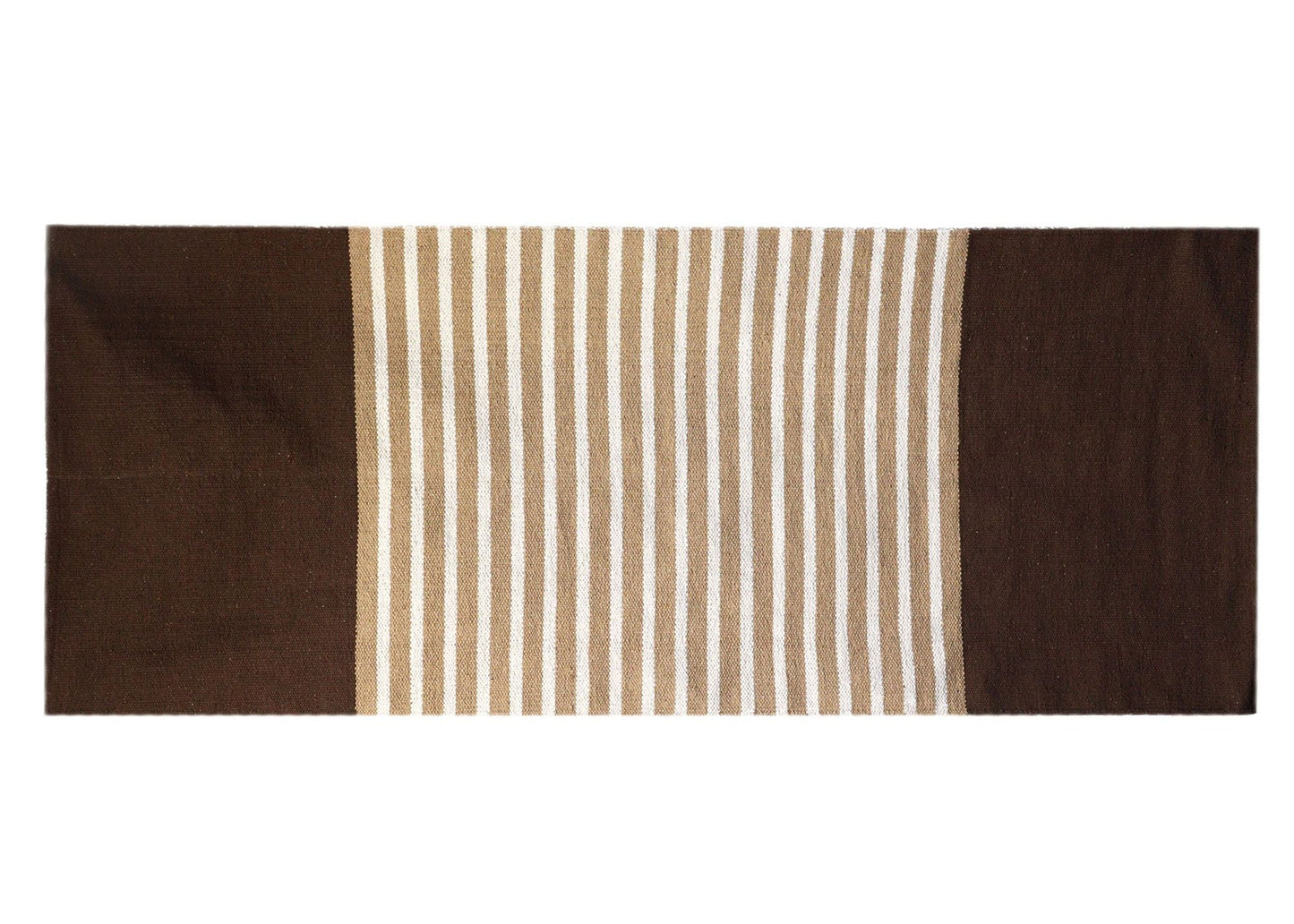 Polished Indian Cotton Rug 70X170Cm Dark Brown Beige 2 featuring natural patterning and unique variations - Positive Faith Hope Love