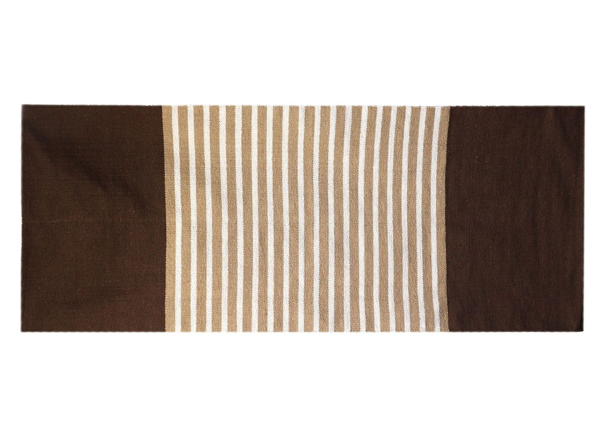 Polished Indian Cotton Rug 70X170Cm Dark Brown Beige 2 featuring natural patterning and unique variations - Positive Faith Hope Love