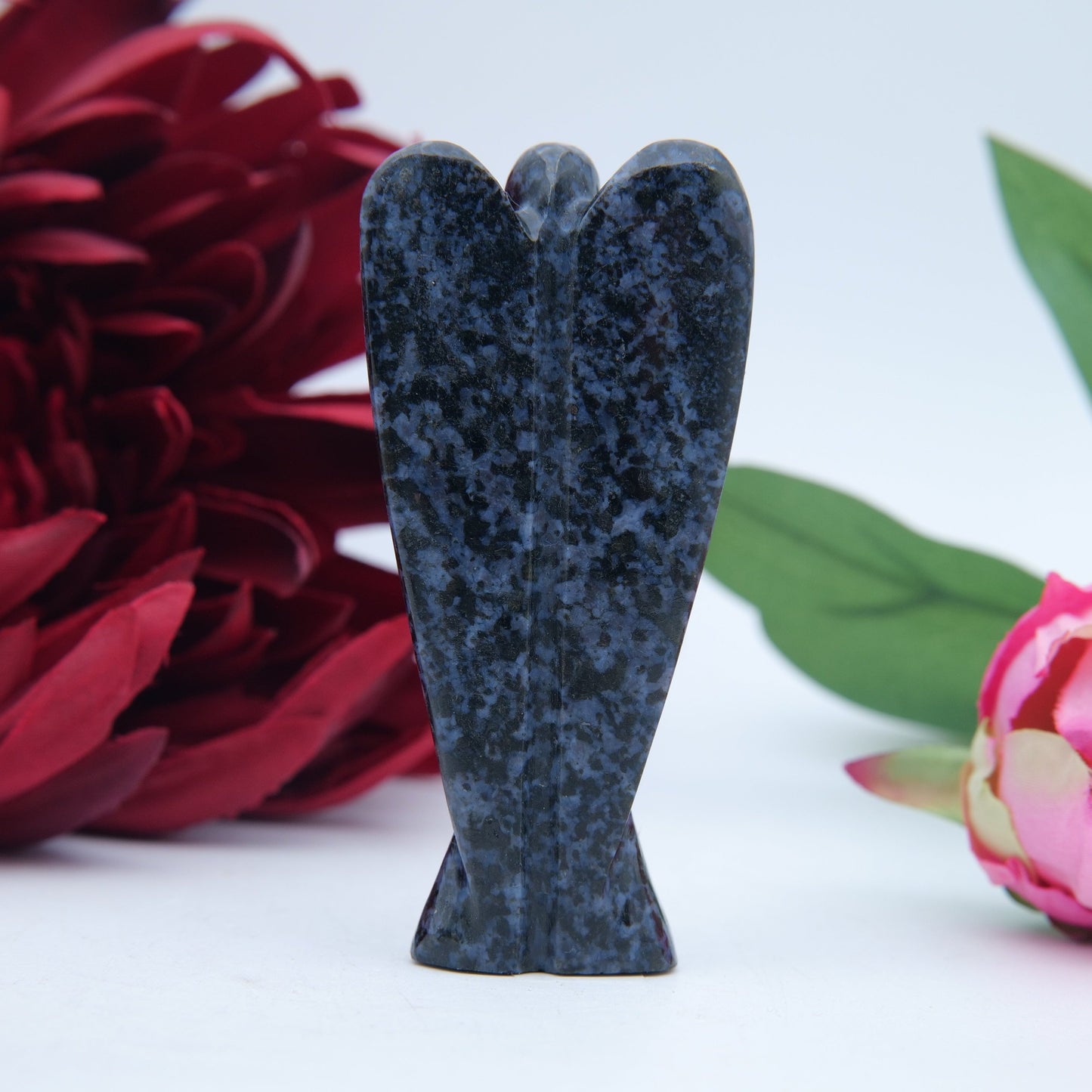 Polished Indigo Gabbro Merlinite Angel 80Mm featuring natural patterning and unique variations - Positive Faith Hope Love