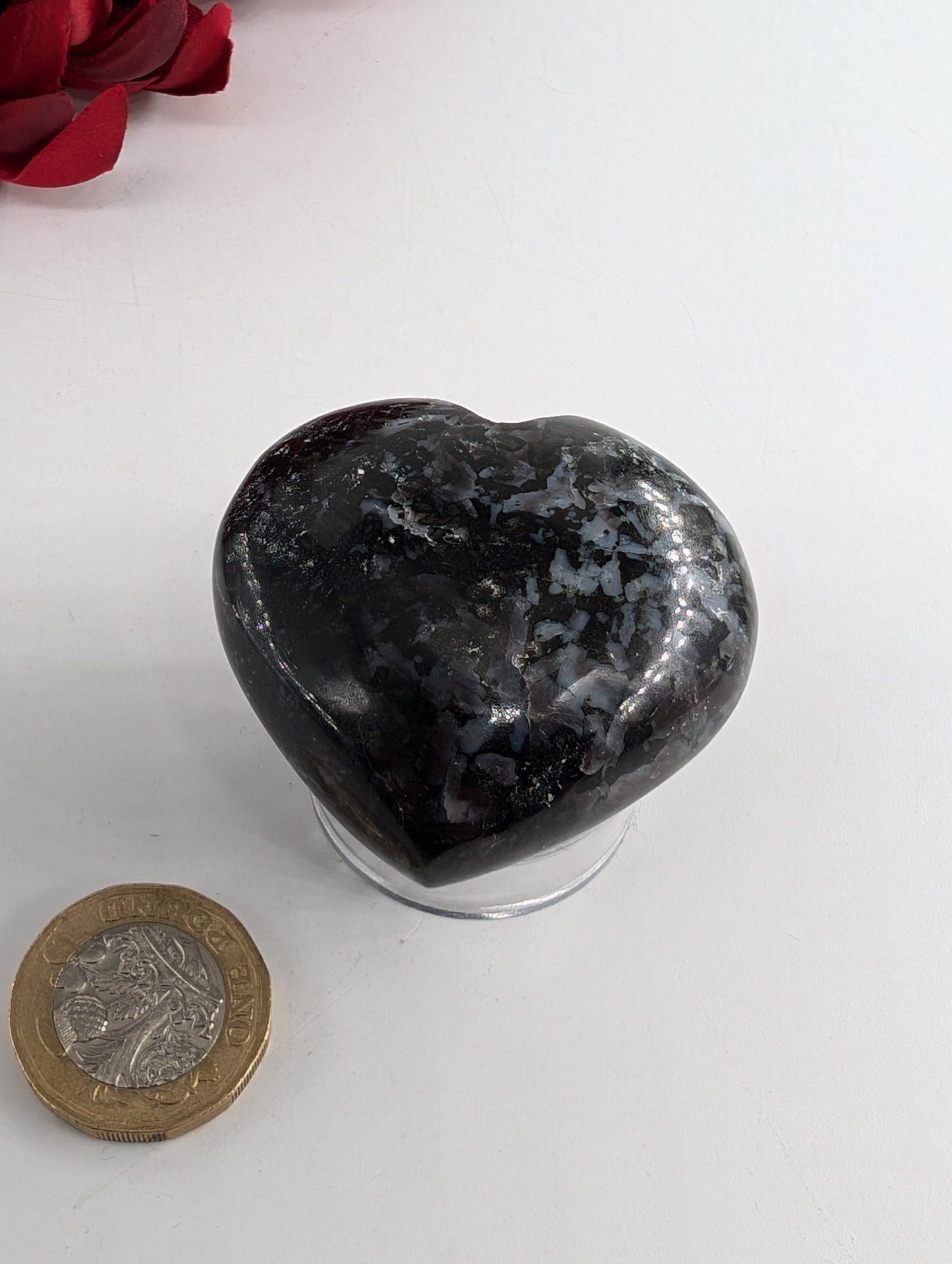 Indigo Gabbro Merlinite Heart Palm Stone 45mm - Positive Faith Hope Love