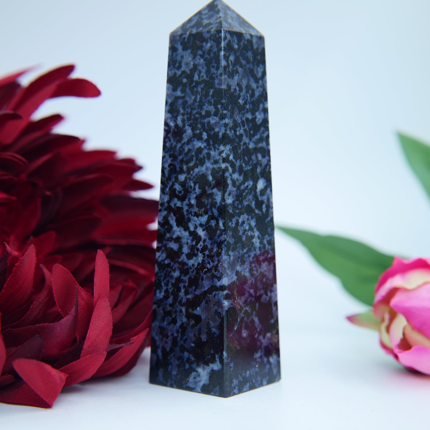 Indigo Gabbro (Mystic Merlinite) Tower — 123 mm, 230 g - Positive Faith Hope Love
