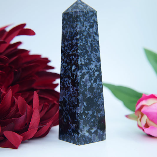 Indigo Gabbro (Mystic Merlinite) Tower — 123 mm, 230 g - Positive Faith Hope Love