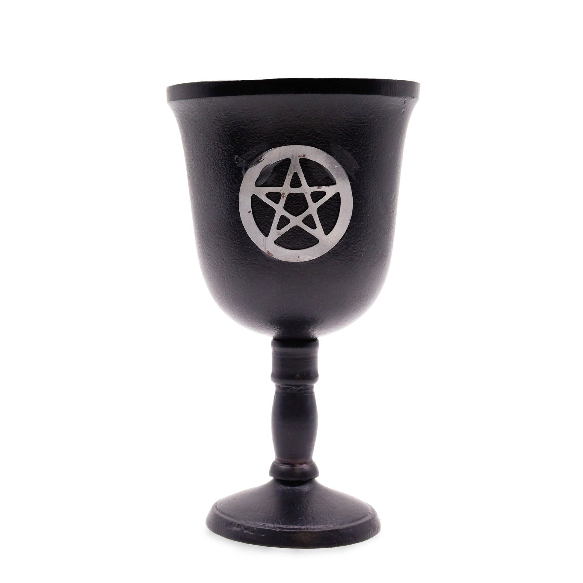 Polished Iron Ritual Goblet - Pentagon - 20x11cm featuring natural patterning and unique variations - Positive Faith Hope Love