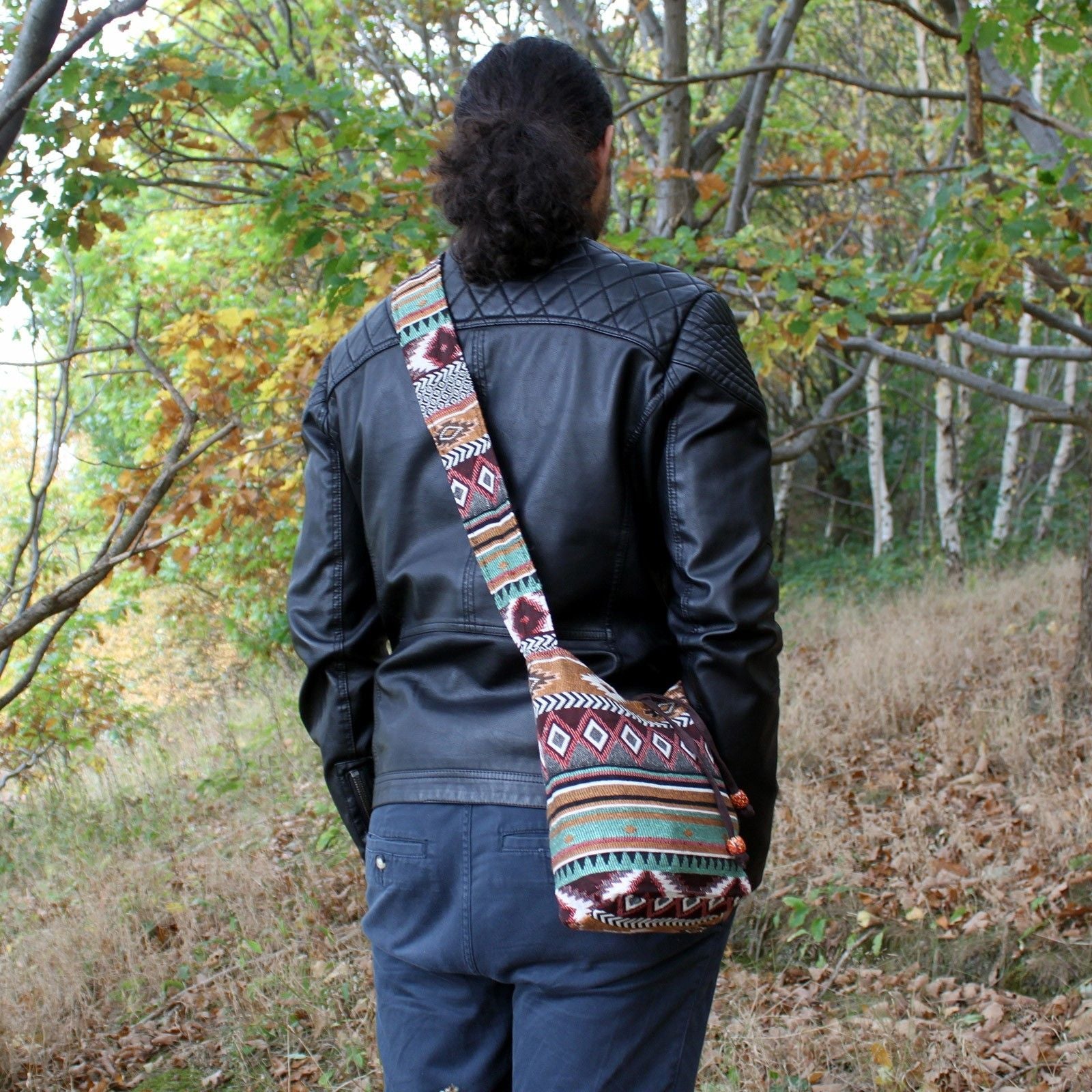 Polished Jacquard Bag Chocolate Sling Bag featuring natural patterning and unique variations - Positive Faith Hope Love