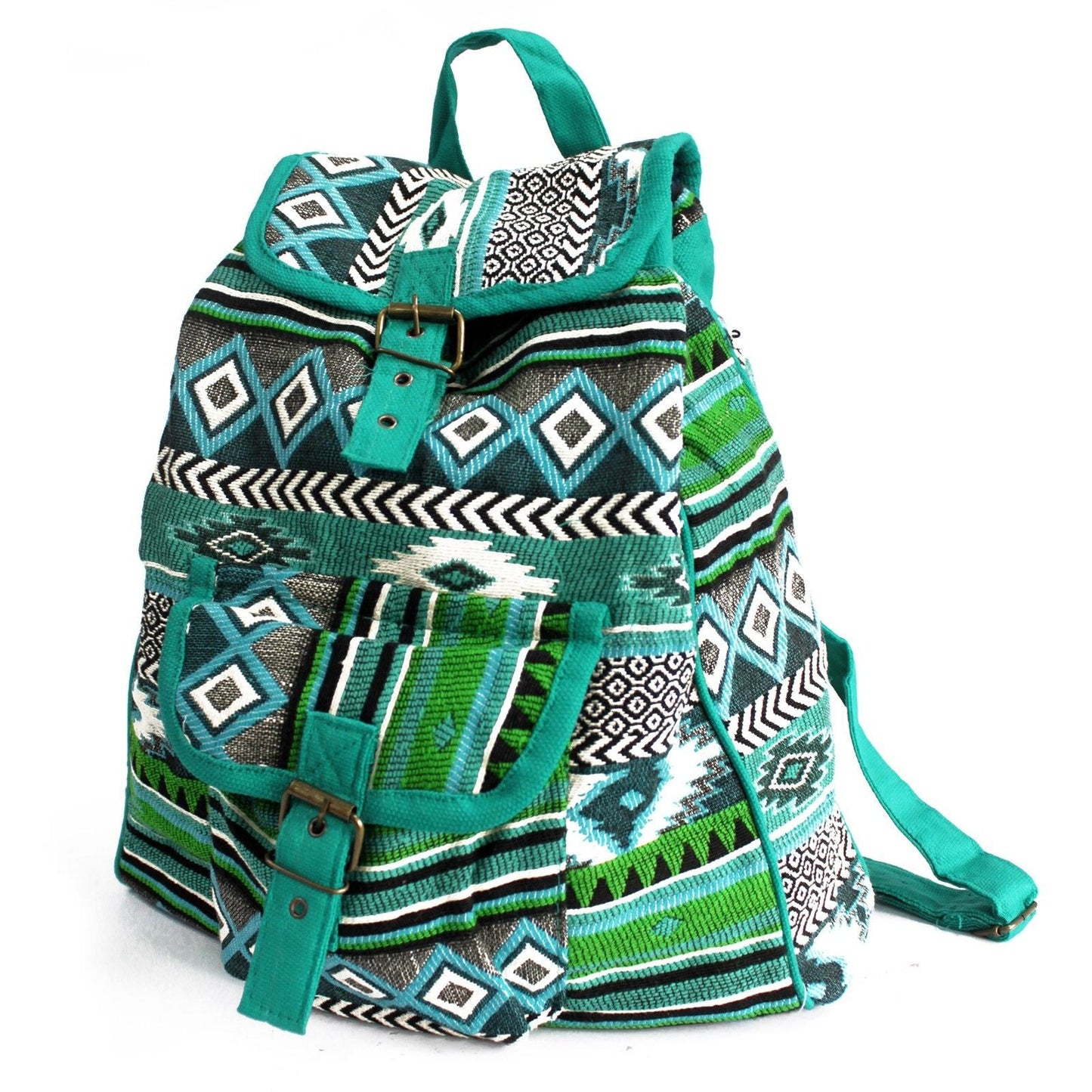 Polished Jacquard Bag - Teal Backpack featuring natural patterning and unique variations - Positive Faith Hope Love