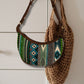 Polished Jacquard Hobo Bag Bold Greens Brown Strap 2 featuring natural patterning and unique variations - Positive Faith Hope Love