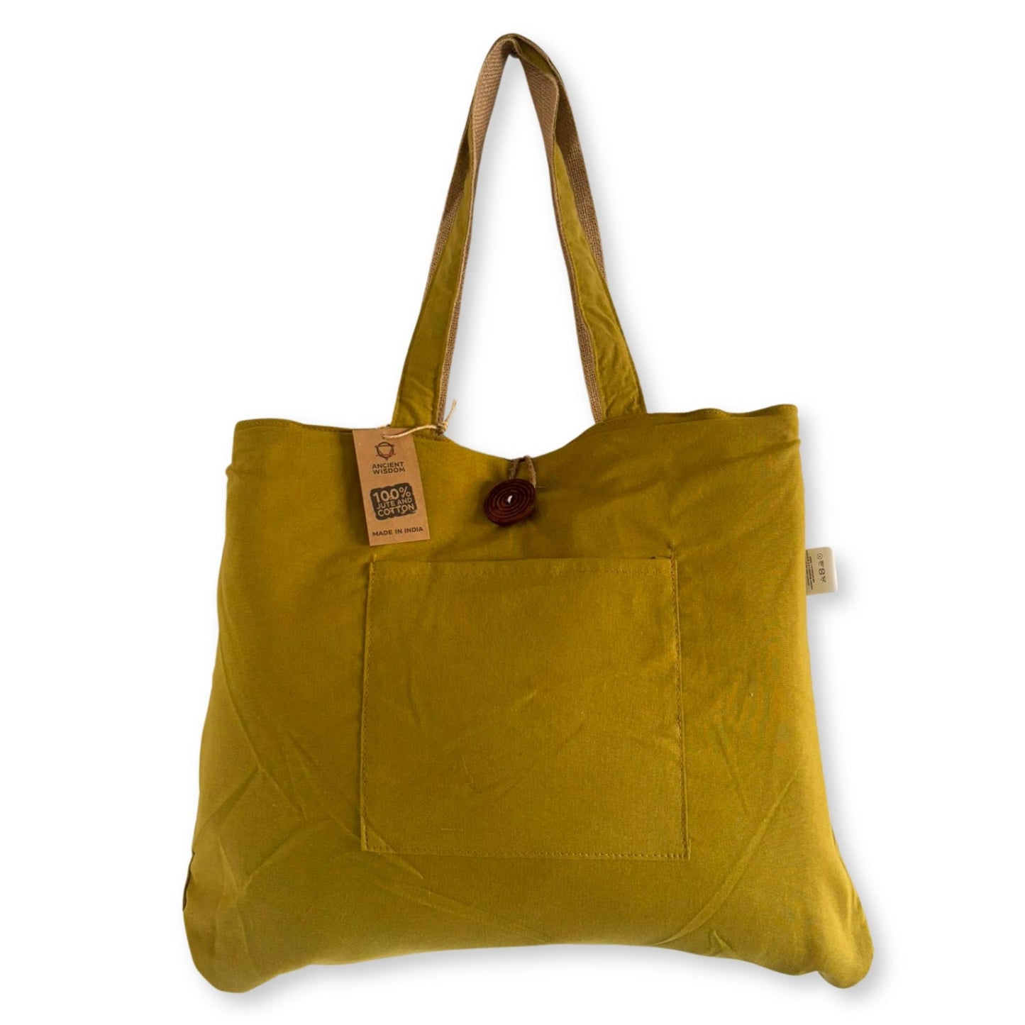 Polished Jute & Cotton Reversible Big Bag - Pistachio featuring natural patterning and unique variations - Positive Faith Hope Love