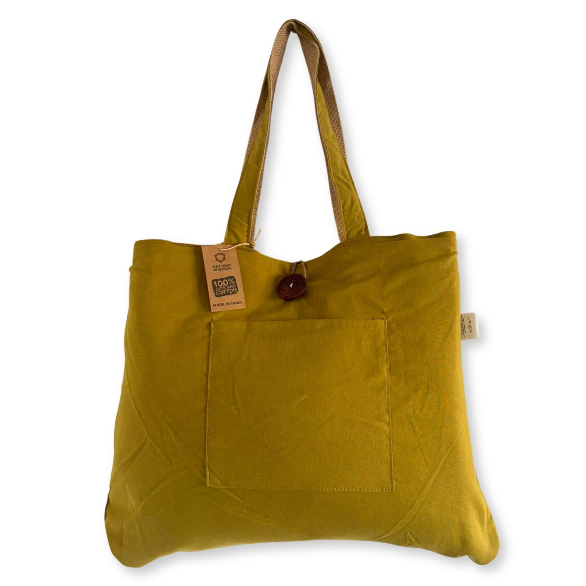Polished Jute & Cotton Reversible Big Bag - Pistachio featuring natural patterning and unique variations - Positive Faith Hope Love