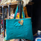 Polished Jute Cotton Reversible Big Bag Teal 1 featuring natural patterning and unique variations - Positive Faith Hope Love