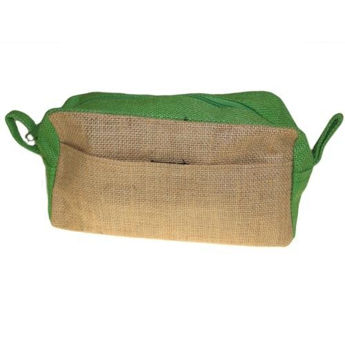 Polished Jute Toiletry Bag - Natural & Green featuring natural patterning and unique variations - Positive Faith Hope Love