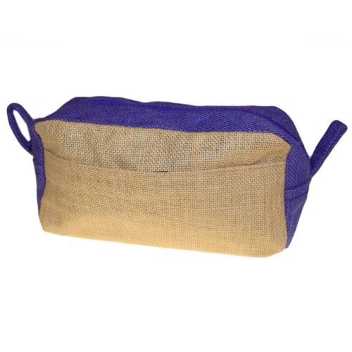 Polished Jute Toiletry Bag - Natural & Lavender featuring natural patterning and unique variations - Positive Faith Hope Love