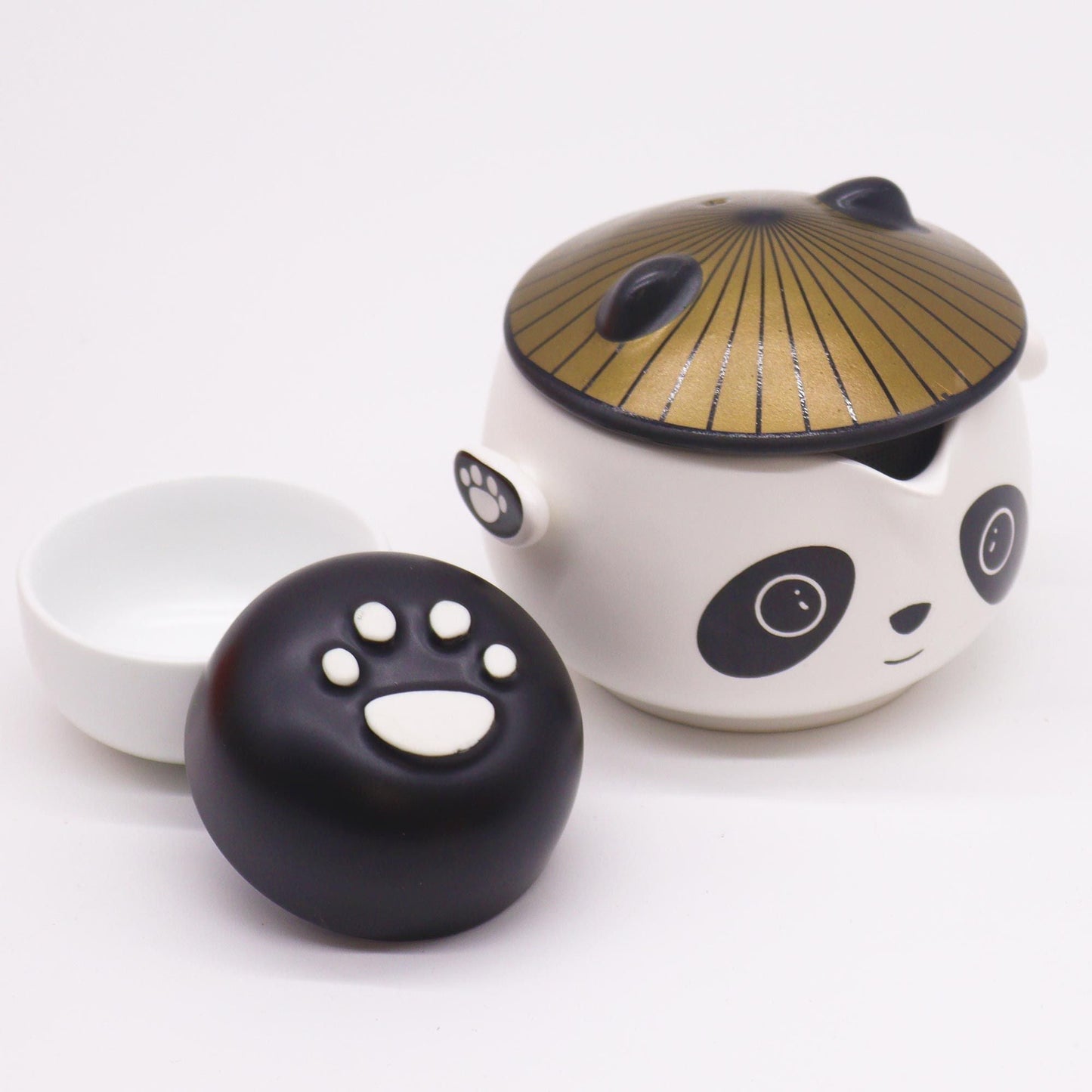 Polished Kung Fu Panda Teapot Set Two Cups Travel Pack featuring natural patterning and unique variations - Positive Faith Hope Love