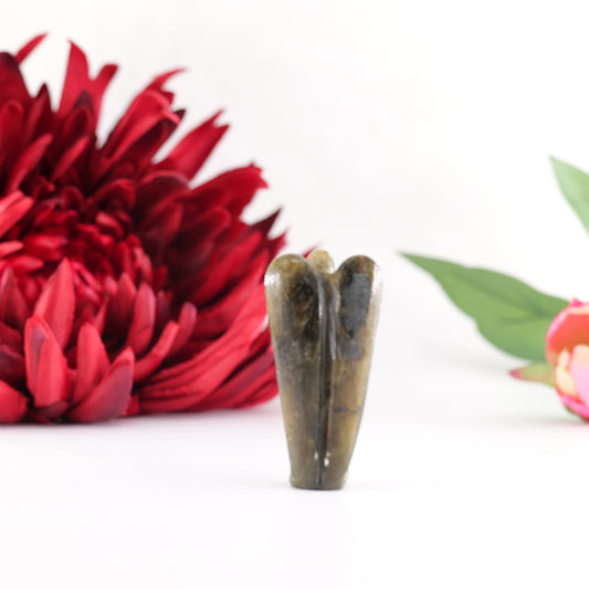 Polished Labradorite Angel 55Mm featuring blue flash and iridescent shimmer - Positive Faith Hope Love