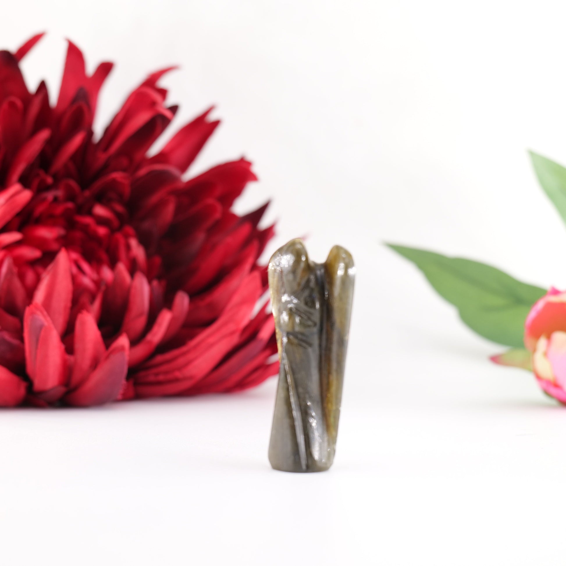 Polished Labradorite Angel 55Mm featuring blue flash and iridescent shimmer - Positive Faith Hope Love