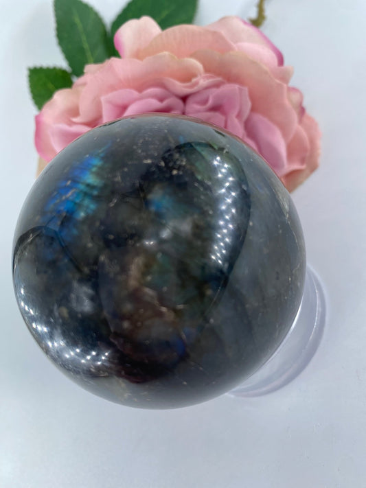 Labradorite Sphere 384 grams - Positive Faith Hope Love