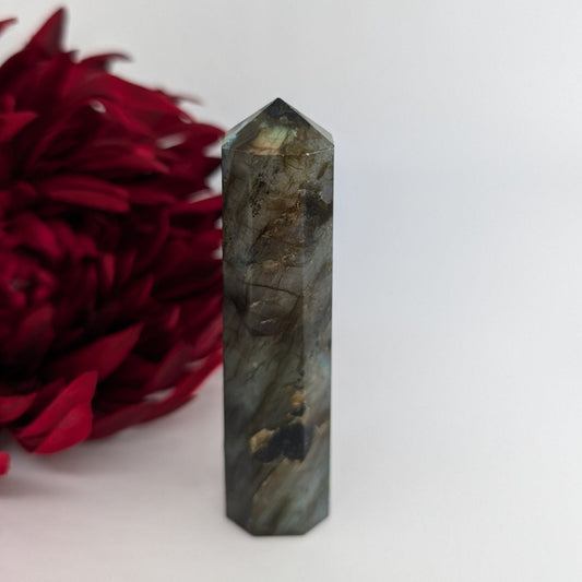 Polished Labradorite Tower 116G featuring blue flash and iridescent shimmer - Positive Faith Hope Love