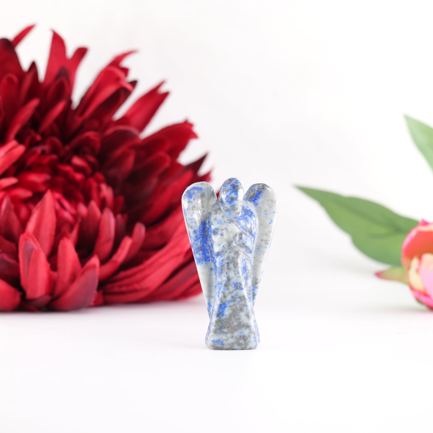 Polished Lapis Lazuli Angel 55mm featuring royal blue tone with gold pyrite flecks - Positive Faith Hope Love