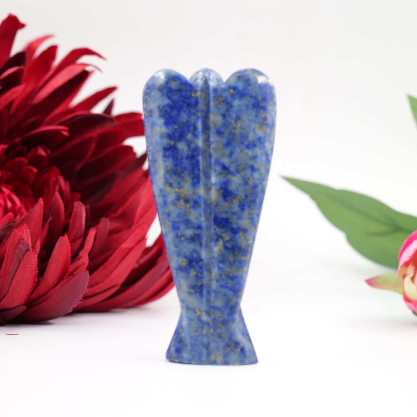 Polished Lapis Lazuli Angel 80Mm featuring royal blue tone with gold pyrite flecks - Positive Faith Hope Love