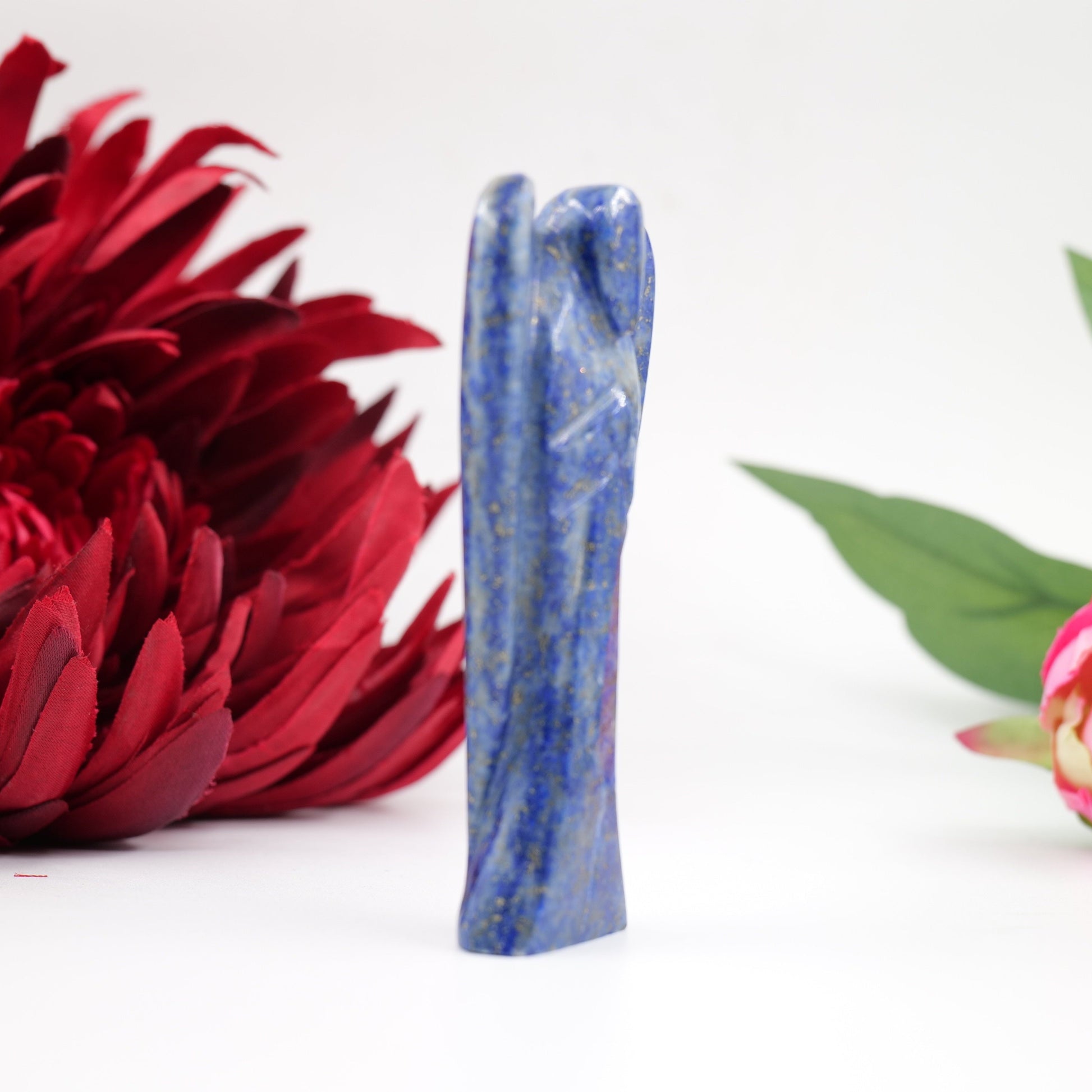 Polished Lapis Lazuli Angel 80Mm featuring royal blue tone with gold pyrite flecks - Positive Faith Hope Love