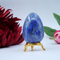 Polished Lapis Lazuli Egg 243G featuring royal blue tone with gold pyrite flecks - Positive Faith Hope Love