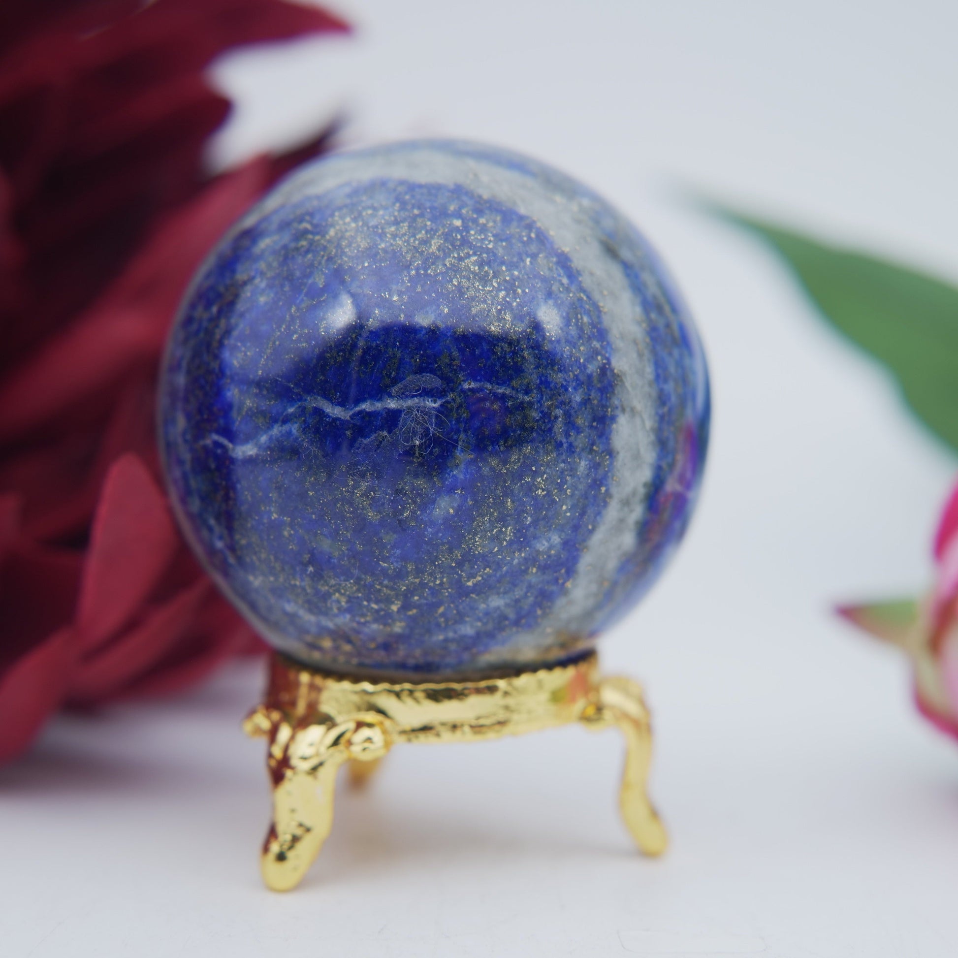 Polished Lapis Lazuli Sphere 222 Grams featuring royal blue tone with gold pyrite flecks - Positive Faith Hope Love