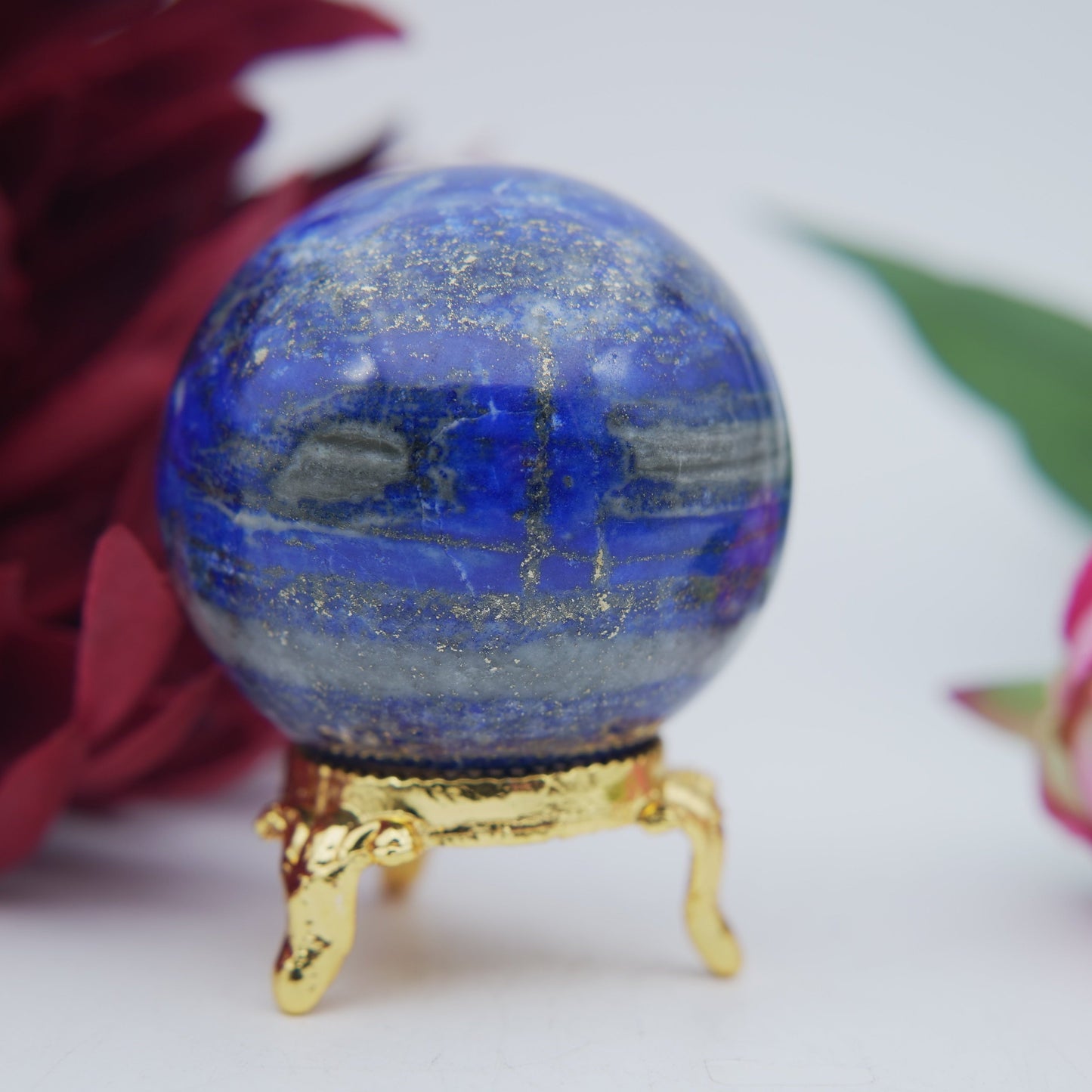 Polished Lapis Lazuli Sphere 222 Grams featuring royal blue tone with gold pyrite flecks - Positive Faith Hope Love