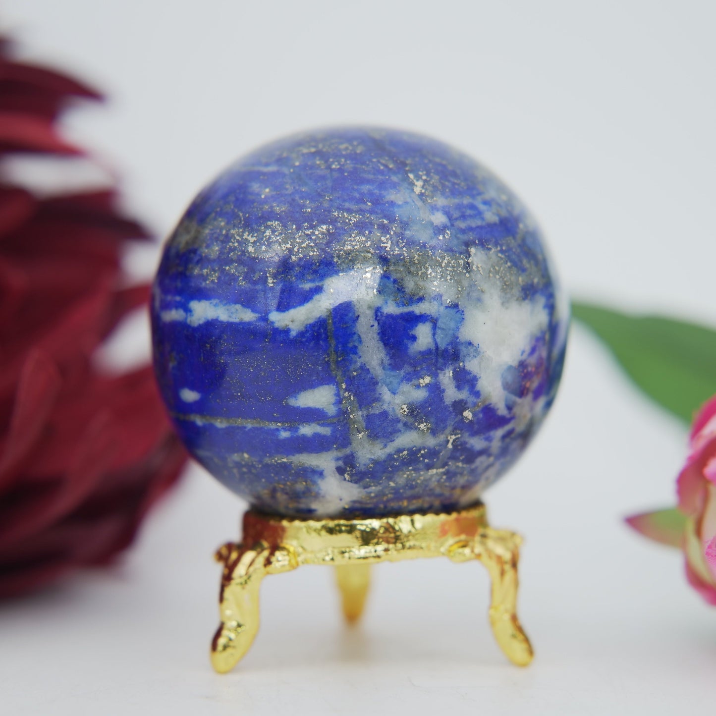 Polished Lapis Lazuli Sphere 230G 53Mm featuring royal blue tone with gold pyrite flecks - Positive Faith Hope Love