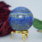 Polished Lapis Lazuli Sphere 240G 53Mm featuring royal blue tone with gold pyrite flecks - Positive Faith Hope Love