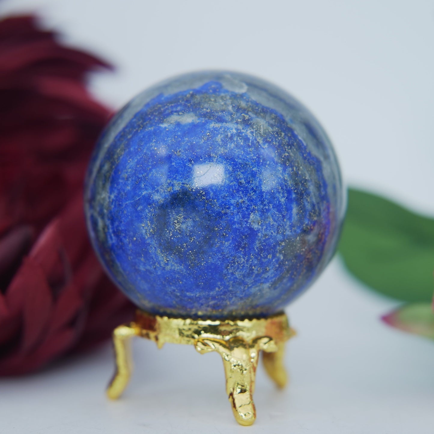 Polished Lapis Lazuli Sphere 240G 53Mm featuring royal blue tone with gold pyrite flecks - Positive Faith Hope Love