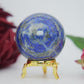 Polished Lapis Lazuli Sphere 249g 55mm featuring royal blue tone with gold pyrite flecks - Positive Faith Hope Love