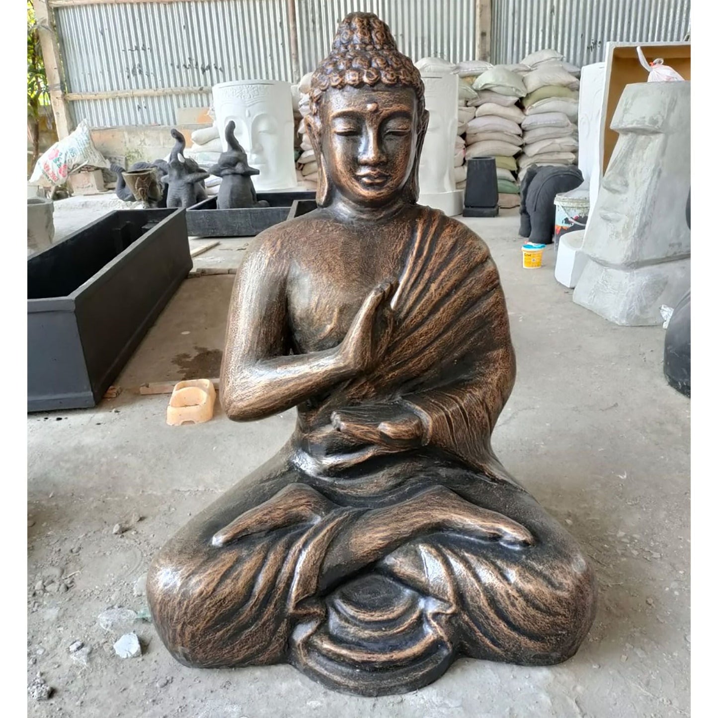 Polished Large Antique Gold Buddha Meditation in Stupa - 1.5m featuring natural patterning and unique variations - Positive Faith Hope Love