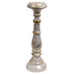 Polished Large Candle Stand - White Gold featuring natural patterning and unique variations - Positive Faith Hope Love